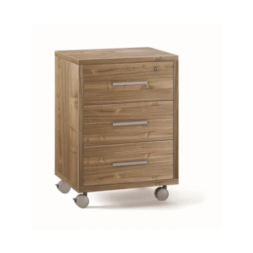 CASSETTIERA DA UFFICIO IN LEGNO CON 3 CASSETTI, 4 RUOTE E BLOCCO 71X51X41 CM COLORE NOCE - MAURY'S