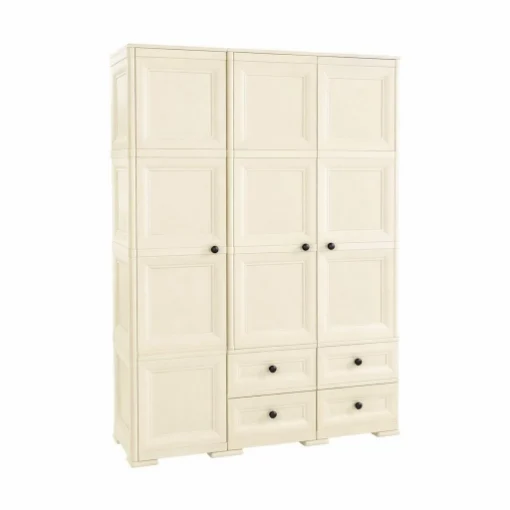 ARMADIO 2 ANTE CON APPENDIABITI E 4 CASSETTI OMNIMODUS – GUARDAROBA MULTIUSO EFFETTO LEGNO MARRONE - TONTARELLI