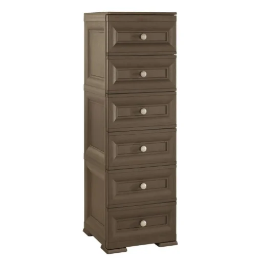 CASSETTIERA ALTA 6 CASSETTI PICCOLI WENGÉ 40X43X125 CM – MOBILE VERTICALE SALVASPAZIO PER ORGANIZZAZIONE CASA E INGRESSO - TONTARELLI