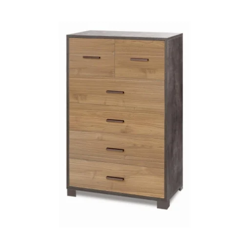 CASSETTIERA DA ARREDO MODERNA CON PIEDINI E 4+2 CASSETTI 112X70X41 CM COLORE OSSIDO NERO E NOCE - MAURY'S