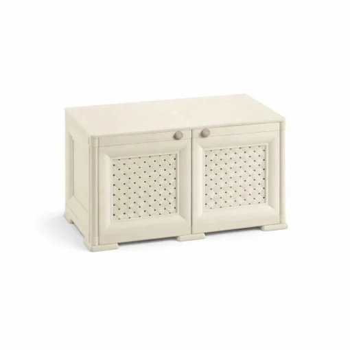 ARMADIO BASSO EFFETTO LEGNO ANGORA 79X43X46 CM CON ANTA TRAFORATA, MOBILE TV E CONTENITORE PER VERANDA E BALCONE COPERTO - TONTARELLI