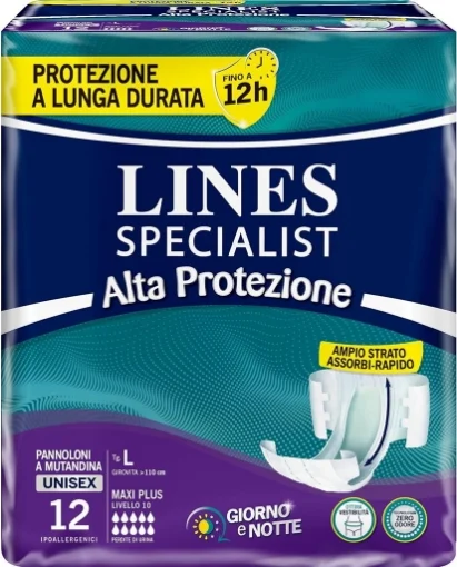 LINES SPECIALIST PANNOLONI A MUTANDINA UNISEX MAXI PLUS TAGLIA L 12PZ