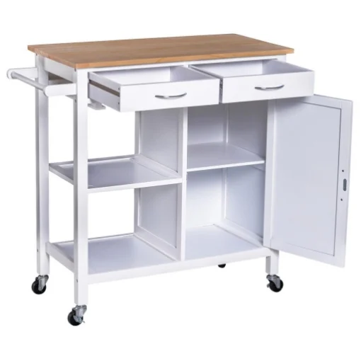 CARRELLO DA CUCINA CLASSICO 2 CASSETTI IN LEGNO 88.5 X 40 X 86 CM - MAURY'S