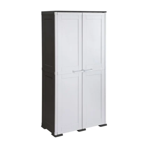 ARMADIO 2 ANTE CON RIPIANI OMNIMODUS SIMPLEX – MOBILE MULTIUSO 5 VANI IN RESINA NERO GRIGIO - TONTARELLI
