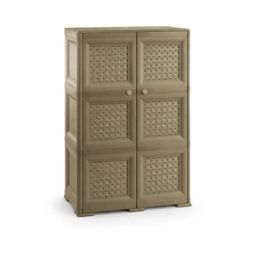 ARMADIO 3 MODULI WENGÉ 79X43X125 CM CON ANTA TRAFORATA – MOBILE ALTO SALVASPAZIO PER ZONA GIORNO E BALCONE - TONTARELLI