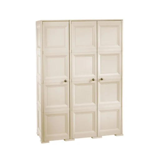 ARMADIO 3 ANTE ANGORA 118X43X164 CM CON PUNTALI E ANTE EFFETTO LEGNO, MOBILE ALTO SALVASPAZIO PER ZONA GIORNO E INGRESSO - TONTARELLI