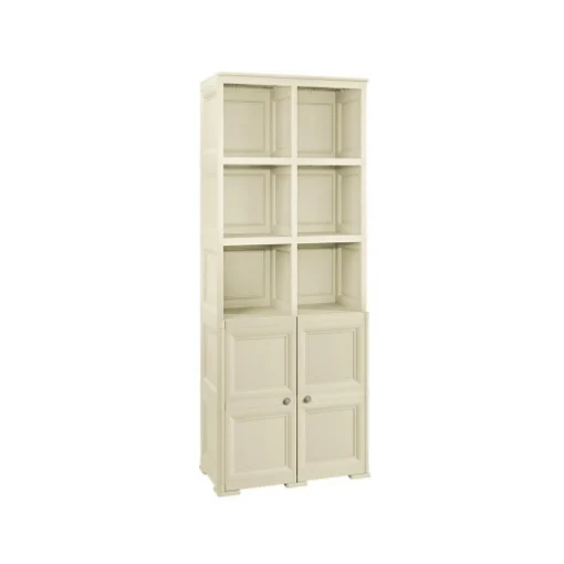 ARMADIO 2 MODULI CHIUSI E 3 MODULI SCAFFALE ANGORA 79X43X203 CM, MOBILE CONTENITORE MULTIUSO ALTO PER SALOTTO, PERGOLATO E BALCONE COPERTO - TONTARELLI