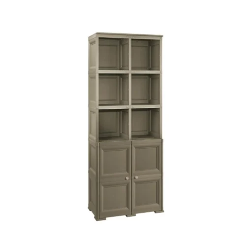ARMADIO 2 MODULI CHIUSI E 3 MODULI SCAFFALE WENGÉ 79X43X203 CM – MOBILE CONTENITORE MULTIUSO ALTO PER SALOTTO, PERGOLATO E BALCONE COPERTO - TONTARELLI