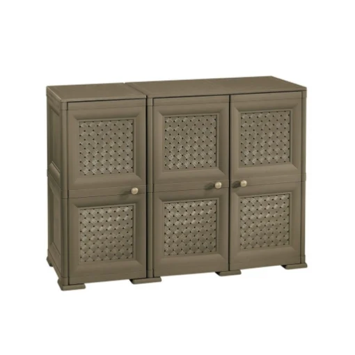 ARMADIO 3 ANTE WENGÉ 118X43X85,5 CM CON PUNTALI E ANTE TRAFORATE – MOBILE COMPATTO SALVASPAZIO PER INGRESSO E ZONA LIVING - TONTARELLI
