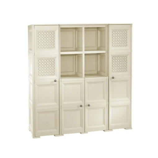 ARMADIO 4 ANTE ANGORA 157X43X164 CM CON 4 RIPIANI – MOBILE ALTO CONTENITORE PER ORGANIZZAZIONE CASA E ZONA GIORNO - TONTARELLI