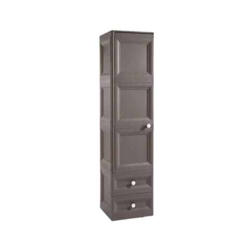 ARMADIO 1 APPENDIABITI WENGÉ 40X43X164 CM CON RIPIANO INTERMEDIO E 2 CASSETTI PICCOLI – MOBILE VERTICALE ORGANIZZAZIONE CASA PER INGRESSO E CAMERA - TONTARELLI