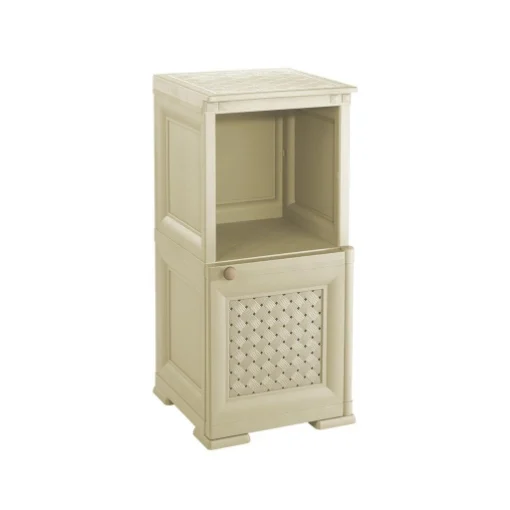 COMÒ COMODINO 2 MODULI ANGORA 40X43X85,5 CM CON ANTA TRAFORATA E VANO A GIORNO – MOBILE CONTENITORE COMPATTO PER CAMERA DA LETTO - TONTARELLI