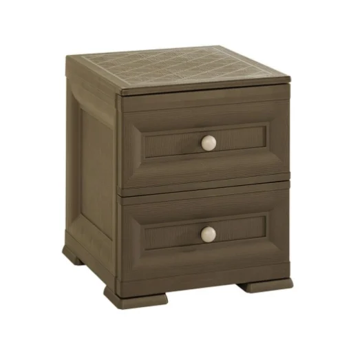 COMODINO 2 CASSETTI WENGÉ 40X43X46 CM – MOBILE COMPATTO SALVASPAZIO PER CAMERA DA LETTO E ZONA LIVING - TONTARELLI