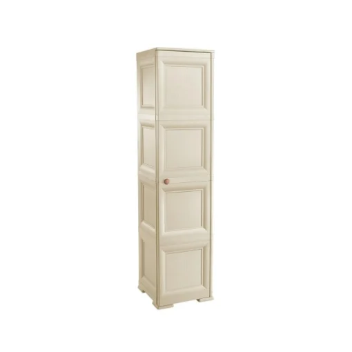 COLONNINA 4 MODULI IN PLASTICA EFFETTO LEGNO CON ANTE LISCE 40X43X164 CM, MOBILETTO ALTO MULTIUSO PER CAMERA, SALOTTO, STUDIO E HOME OFFICE - TOOMAX