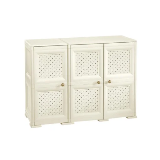 ARMADIO 3 ANTE ANGORA 118X43X85,5 CM CON PUNTALI E ANTE TRAFORATE – MOBILE COMPATTO DECORATIVO PER ZONA GIORNO - TONTARELLI
