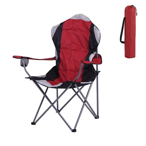 SEDIA DA CAMPING IN TESSUTO ROSSO CON CHIUSURA A FISARMONICA POGGIOLI E PORTA BEVANDE 60X90X105 CM - MAURY'S