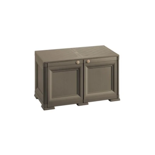 ARMADIO BASSO WENGÉ 79X43X46 CM CON ANTA EFFETTO LEGNO – MOBILE CONTENITORE COMPATTO PER ZONA LIVING - TONTARELLI