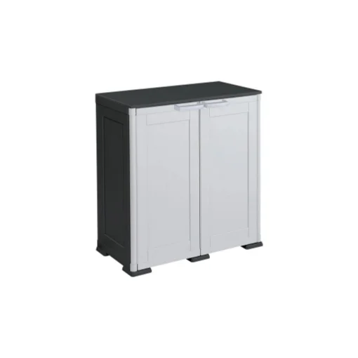 ARMADIO 2 ANTE 30(53)X44,7X88 CM CON 2 VANI INTERNI ALTI E POMELLI QUADRATI NERO/GRIGIO – MOBILE COMPATTO ORGANIZZAZIONE CASA - TONTARELLI