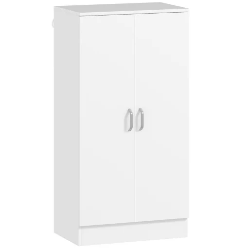 ARMADIO SCARPIERA A 6 RIPIANI REGOLABILI IN LEGNO BIANCO, 55X35X108 CM - MAURY'S