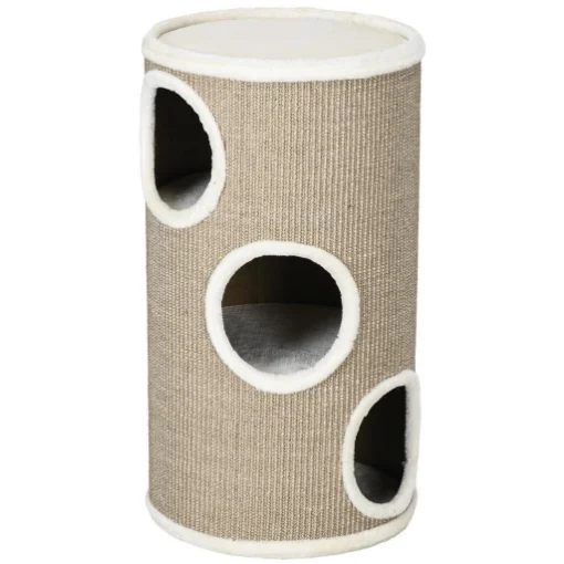 CUCCIA PER GATTI A 3 LIVELLI CON TIRAGRAFFI IN SISAL E PELUCHE, Ï38X70CM, MARRONE - MAURY'S