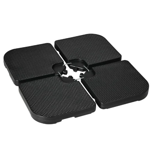 BASAMENTO PER OMBRELLONE SET 4 PEZZI IMPILABILI CON MANIGLIE INTEGRATE IN HDPE 99.7X99.7X8.3 CM NERO - MAURY'S
