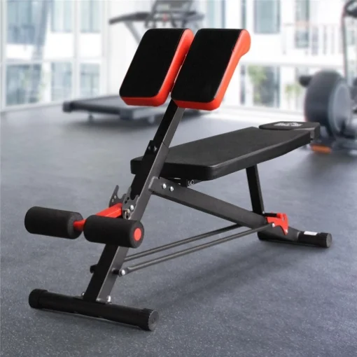 PANCA MULTIFUNZIONALE REGOLABILE PER ALLENAMENTO GAMBE ADDOME E GLUTEI NERO E ROSSO - MAURY'S