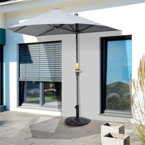 BASE PER OMBRELLONE A MEZZALUNA DA 3.8 E 4.8 MM IN RESINA CON MANOVELLA 50X31X32 CM NERO - MAURY'S