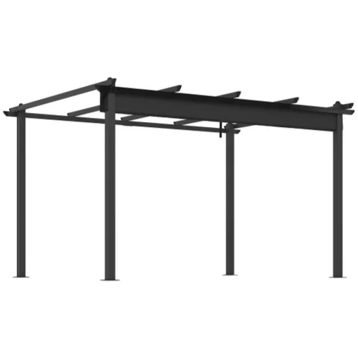 PERGOLA GAZEBO 4X3 M CON 8 FORI DI DRENAGGIO, IN ALLUMINIO, METALLO E POLIESTERE, GRIGIO SCURO - MAURY'S