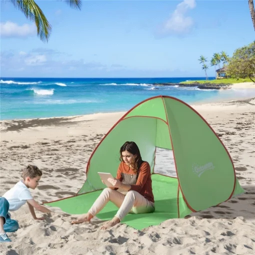TENDA DA SPIAGGIA POP UP CON PROTEZIONE UV 30+ E BORSA DI TRASPORTO 200X150X119 CM VERDE - MAURY'S