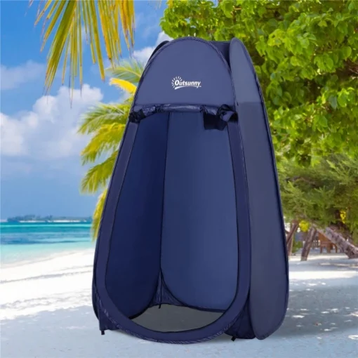 TENDA DA DOCCIA POP UP IMPERMEABILE IN POLIESTERE E PLASTICA 100X100X185 CM BLU NAVY - MAURY'S