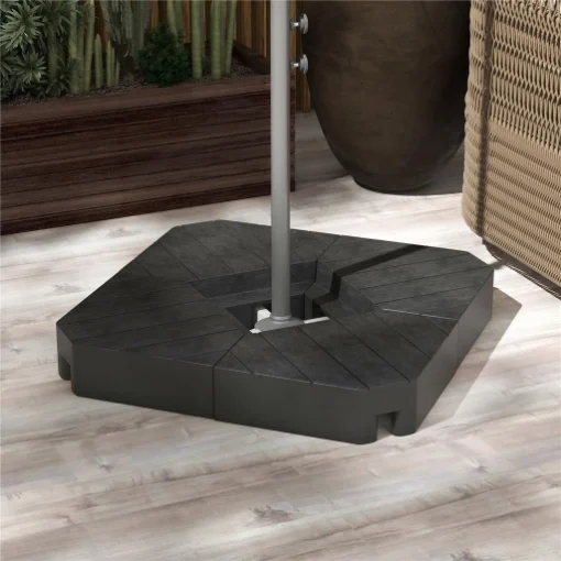 SET 4 MATTONELLE BASE PER OMBRELLONE A BRACCIO RIEMPIBILI CON ACQUA O SABBIA FINO A 80 KG NERO - MAURY'S