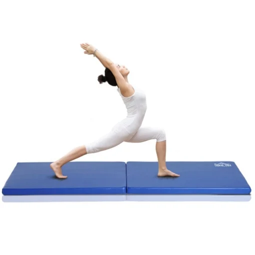 TAPPETINO DA GINNASTICA PIEGHEVOLE, MATERASSINO FITNESS SPESSO 5 CM E ANTISCIVOLO, 180X60X5 CM, BLU - MAURY'S
