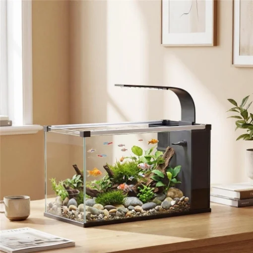 ACQUARIO, 24L IN VETRO TEMPERATO CON FILTRO, LUCE LED E POMPA DELL'ACQUA - MAURY'S