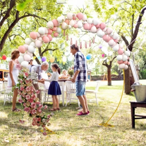 ARCO DA GIARDINO IN ACCIAIO, ARCHETTO NUZIALE PER PALLONCINI E PIANTE RAMPICANTI PER CERIMONIE, COMPLEANNI ED EVENTI, ORO - MAURY'S