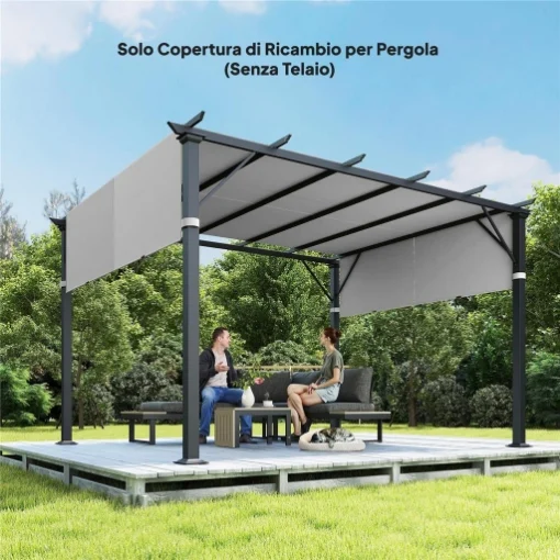 COPERTURA PER PERGOLA TELO PER GAZEBO UV30+, 3X3M, GRIGIO CHIARO - MAURY'S