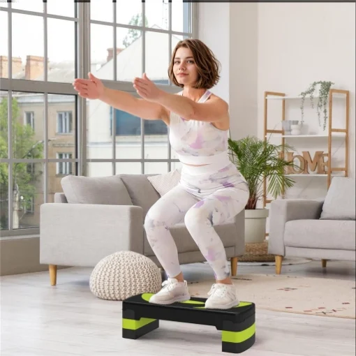 STEPPER FITNESS PER AEROBICA REGOLABILE SU 3 ALTEZZE DA 10-15-20 CM, VERDE E NERO