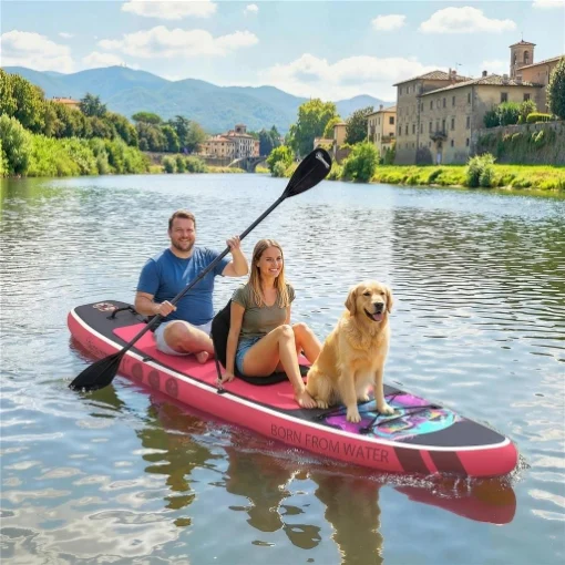 Sup Gonfiabile con Sedile, Pagaia e Accessori, in Plastica ed EVA, 335x82x15 cm, Blu e Rosa - MAURY'S