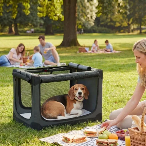 Trasportino Morbido per Cani e Gatti Pieghevole con Cuscino, Copertura Lavabile, Porte, in Oxford Traspiranti 600D, 76x54x54 cm, Verde - MAURY'S