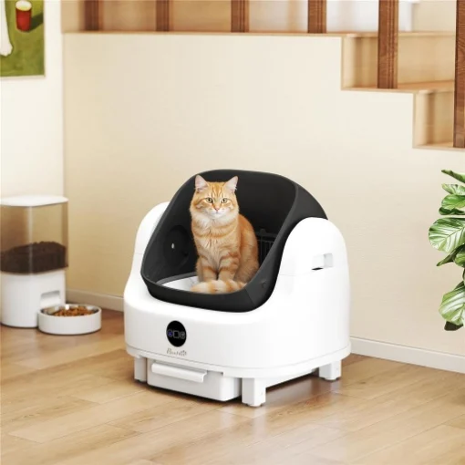 Lettiera per Gatti Autopulente con Design Aperto, Sensori di Sicurezza e Deodorante, Bianco - MAURY'S