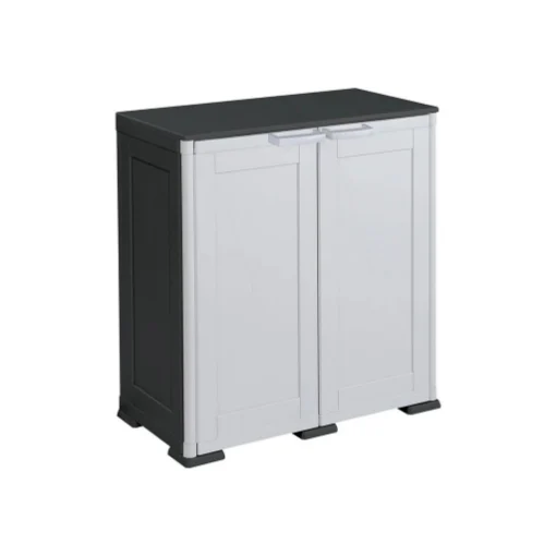 OMNIMODUS SIMPLEX ARMADIO 2 ANTE CON RIPIANO – MOBILE CONTENITORE NERO GRIGIO - TONTARELLI