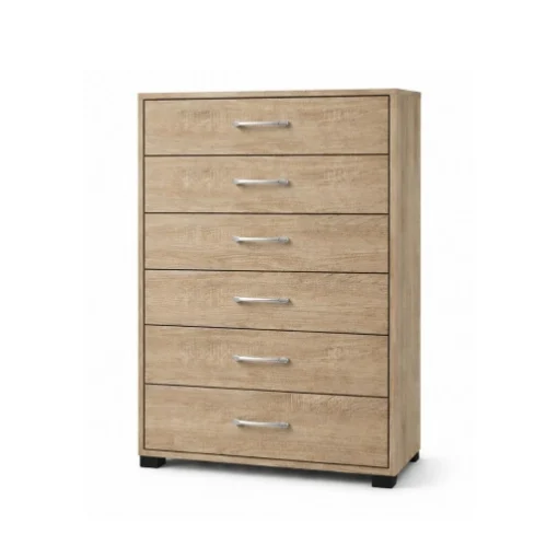 CASSETTIERA IN LEGNO CON SEI CASSETTI E PIANO D 'APPOGGIO COLORE ROVERE DIMENSIONI 68X40X120 CM - ELLESSE