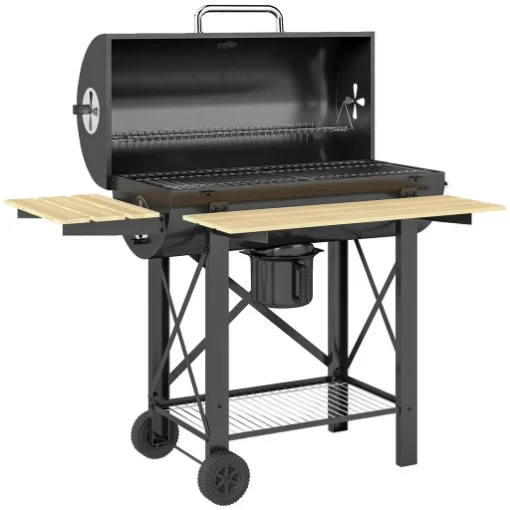 BARBECUE A CARBONE, GRIGLIA MOBILE CON RIPIANI PIEGHEVOLI E TERMOMETRO - MAURY'S