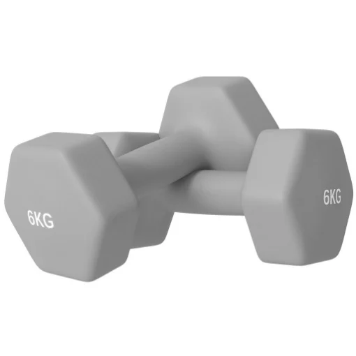 SET 2 MANUBRI ESAGONALI DA 2X6 KG IN METALLO E PLASTICA CON IMPUGNATURA ANTISCIVOLO, 22X10X10 CM, GRIGIO - MAURY'S