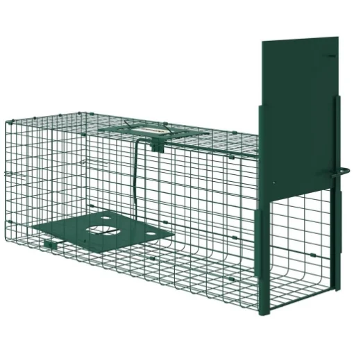 GABBIA TRAPPOLA PER ANIMALI PICCOLI CON UNA PORTA E MANIGLIA, 80X25X30 CM, VERDE SCURO - MAURY'S