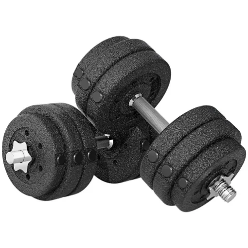 SET PESI MANUBRI DA 30 KG (8X2.5 KG, 4X1.5 KG) CON 12 DISCHI E 2 MANUBRI DA 2 KG, 43X18X7.5 CM, NERO - MAURY'S