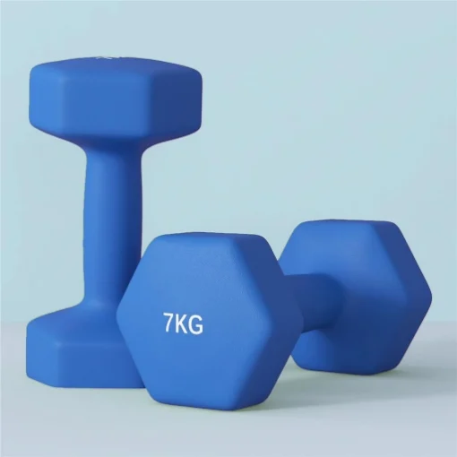 SET 2 MANUBRI ESAGONALI DA 2X7KG IN METALLO E PLASTICA CON IMPUGNATURA ANTISCIVOLO, 22.5X10.5X10.5 CM, BLU - MAURY'S