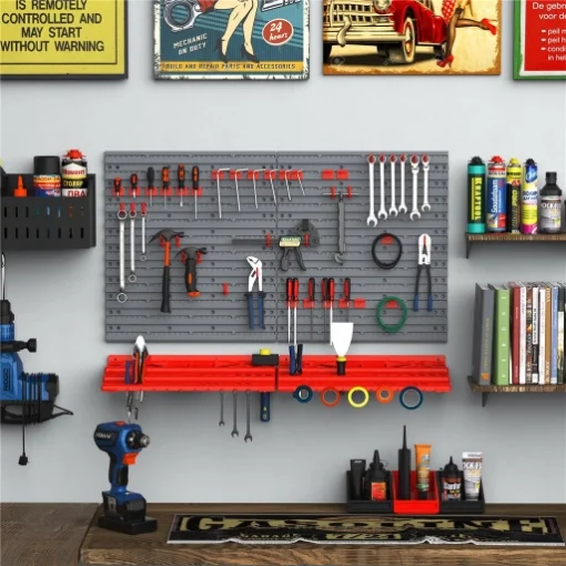 CONTENITORE PORTAUTENSILE CON 50 GANCI MONTAGGIO A MURO ROSSO GRIGO 54PZ - BOSCH