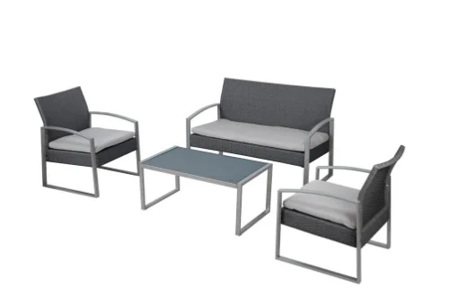 SALOTTO ALICANTE BLACK WASHED CUSCINI COLORE BIANCO - GARDEN FRIEND