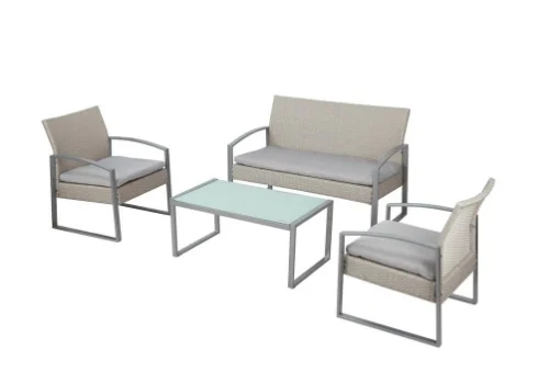 SALOTTO ALICANTE WHITE WASHED CUSCINI COLORE GRIGIO CHIARO - GARDEN FRIEND