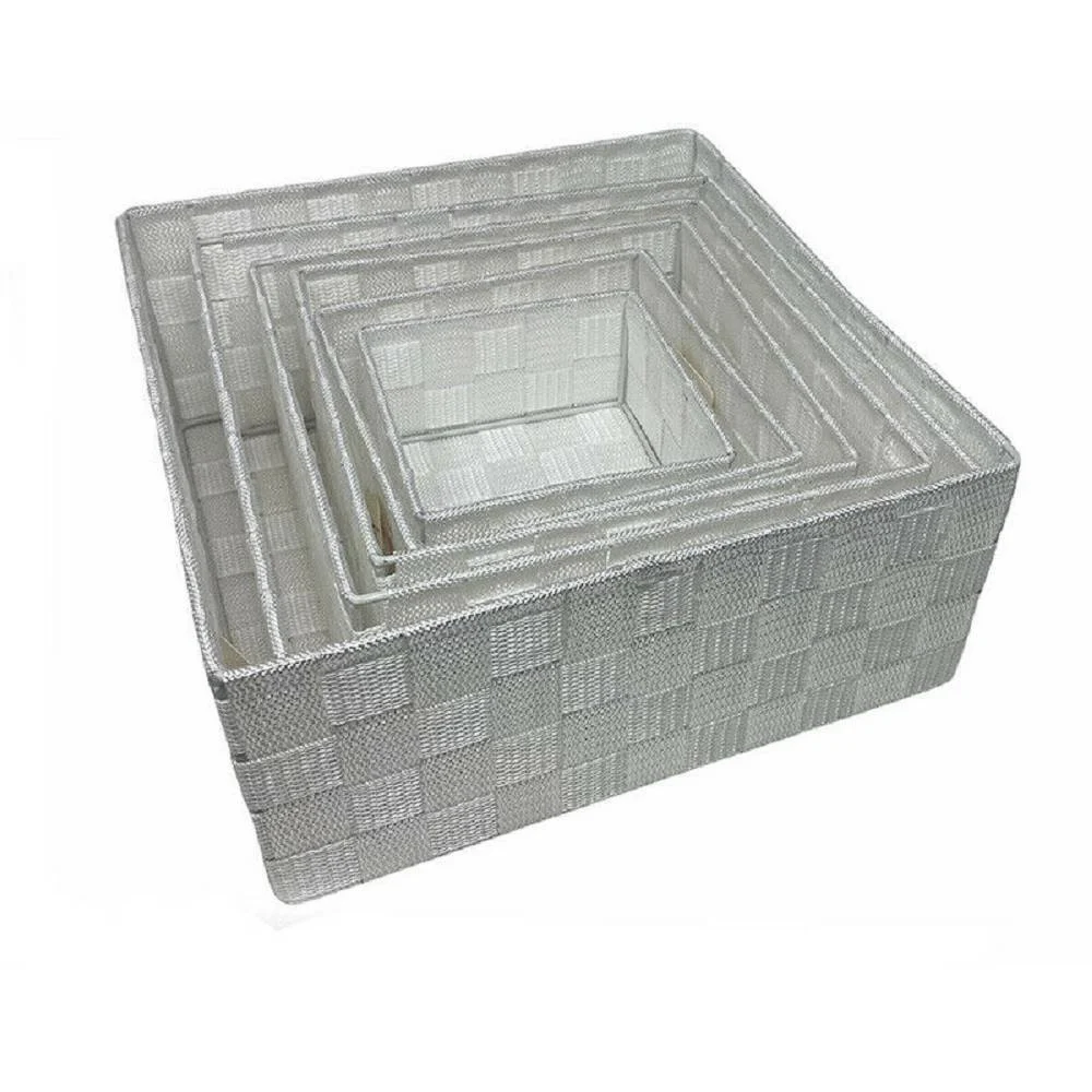 6PZ SCATOLA IN TESSUTO CONTENITORI ORGANIZER BAGNO ARMADIO CASSETTI BIANCO - Cleafe
